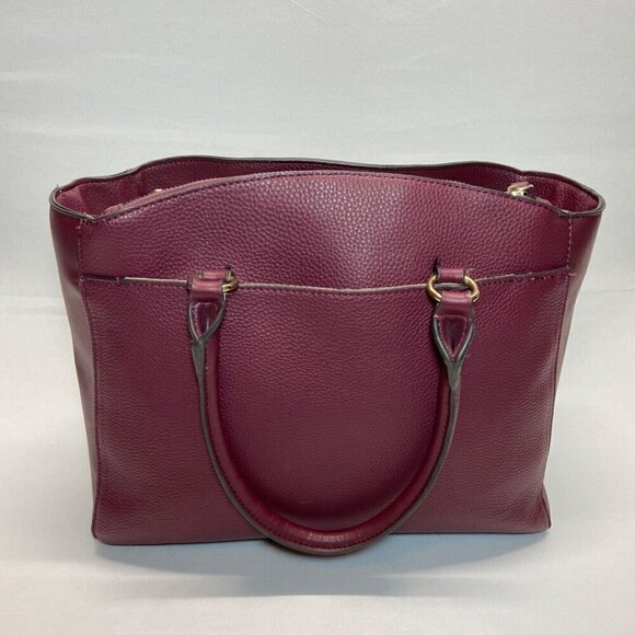 Nanette Lepore Plum Berry Saffiano Leather Large Tote Handle Shoulder Bag Purse - Picture 2 of 16